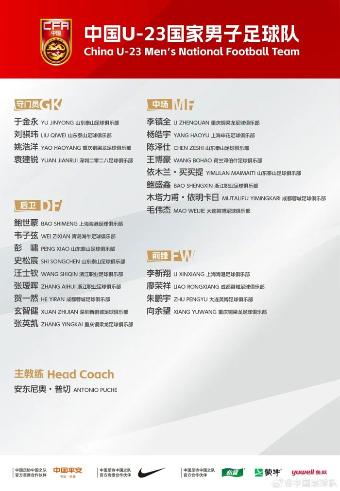 中国足协三级联动布局亚运U23国家队